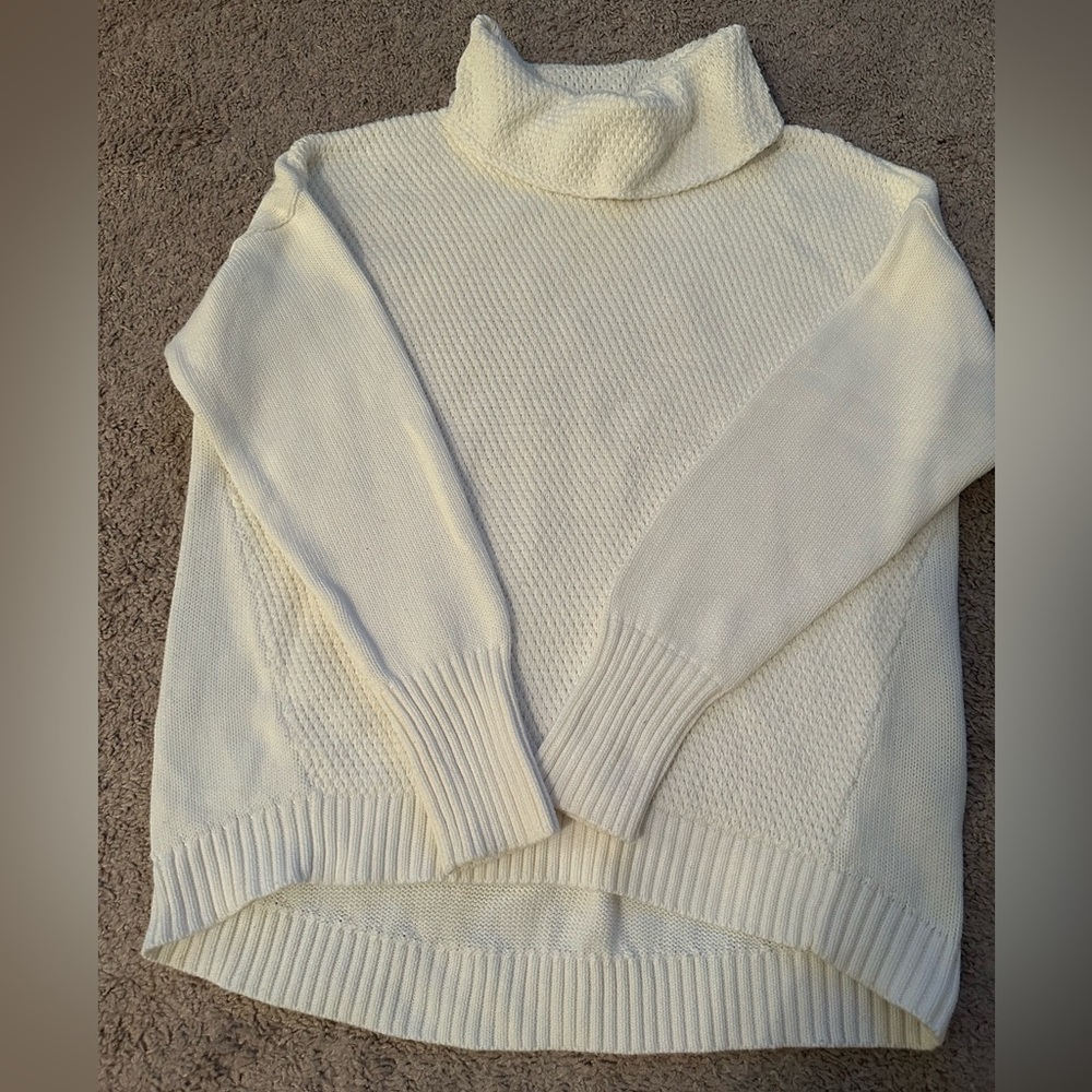 Athleta Cream Cowl Neck Sweater